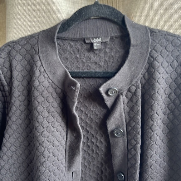 COS black quilted long button front heavy cardigan jacket Medium - Picture 8 of 10